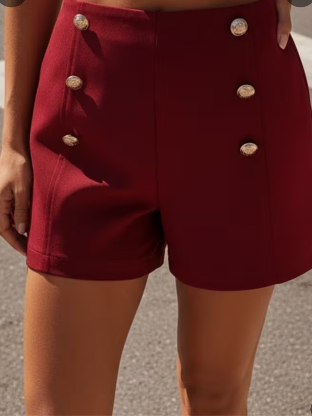 Women's High-Waist Tailored Red Shorts
